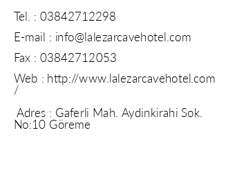 Lalezar Cave Hotel iletiim bilgileri